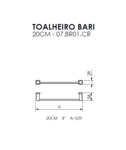 Toalheiro 20cm Bari Crismoe 07.BR01.CR