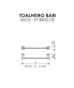 Toalheiro 30cm Bari Crismoe 07.BR02.CR