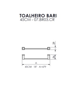 Toalheiro 45cm Bari Crismoe 07.BR03.CR