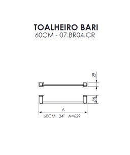 Toalheiro 60cm Bari Crismoe 07.BR04.CR