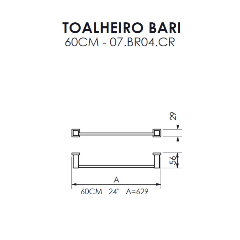 Toalheiro 60cm Bari Crismoe 07.BR04.CR