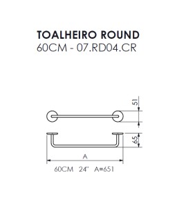 Toalheiro 60cm Round Crismoe 07.RD04.CR