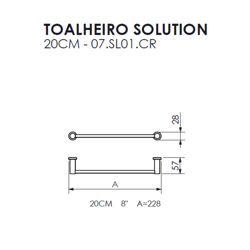 Toalheiro 20cm Solution Crismoe 07.SL01.CR