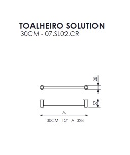 Toalheiro 30cm Solution Crismoe 07.SL02.CR