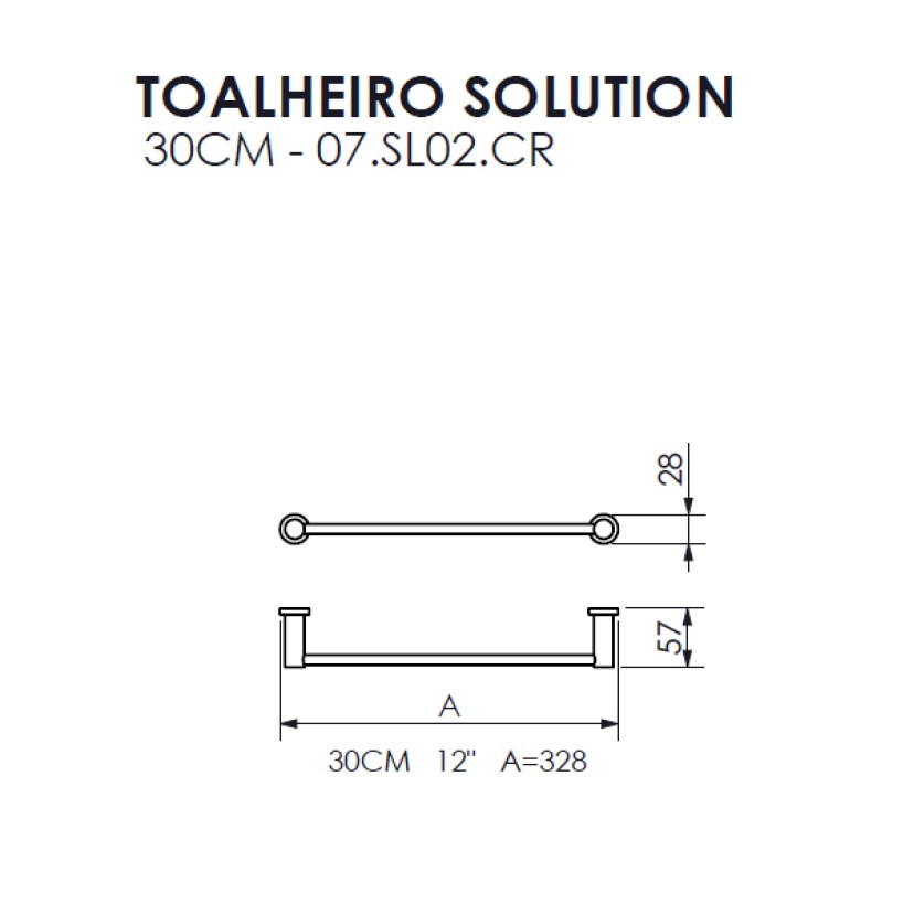 Toalheiro 30cm Solution Crismoe 07.SL02.CR