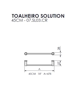 Toalheiro 45cm Solution Crismoe 07.SL03.CR