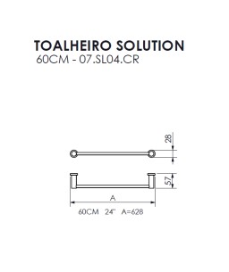 Toalheiro 60cm Solution Crismoe 07.SL04.CR