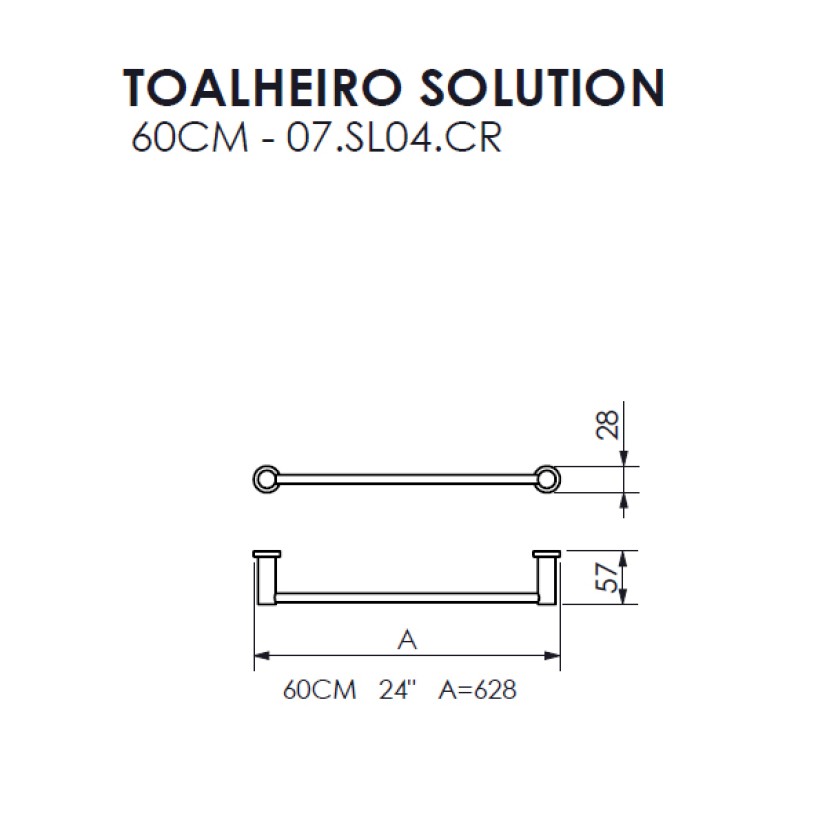 Toalheiro 60cm Solution Crismoe 07.SL04.CR