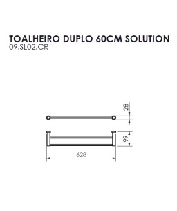 Toalheiro Duplo 60cm Solution Crismoe 09.SL02.CR