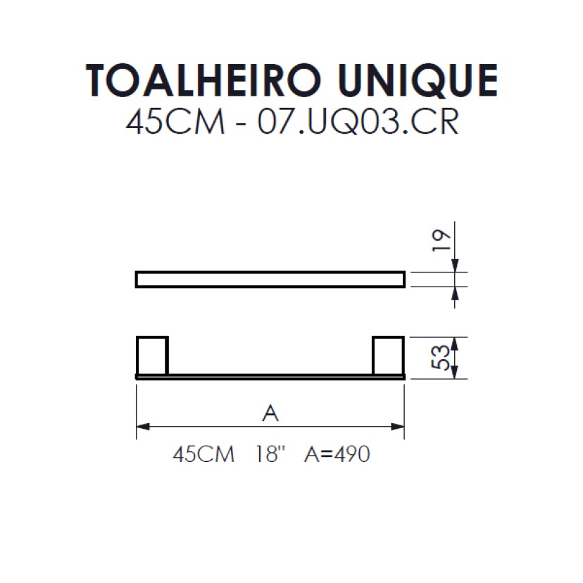 Toalheiro 45cm Unique Crismoe 07.UQ03.CR