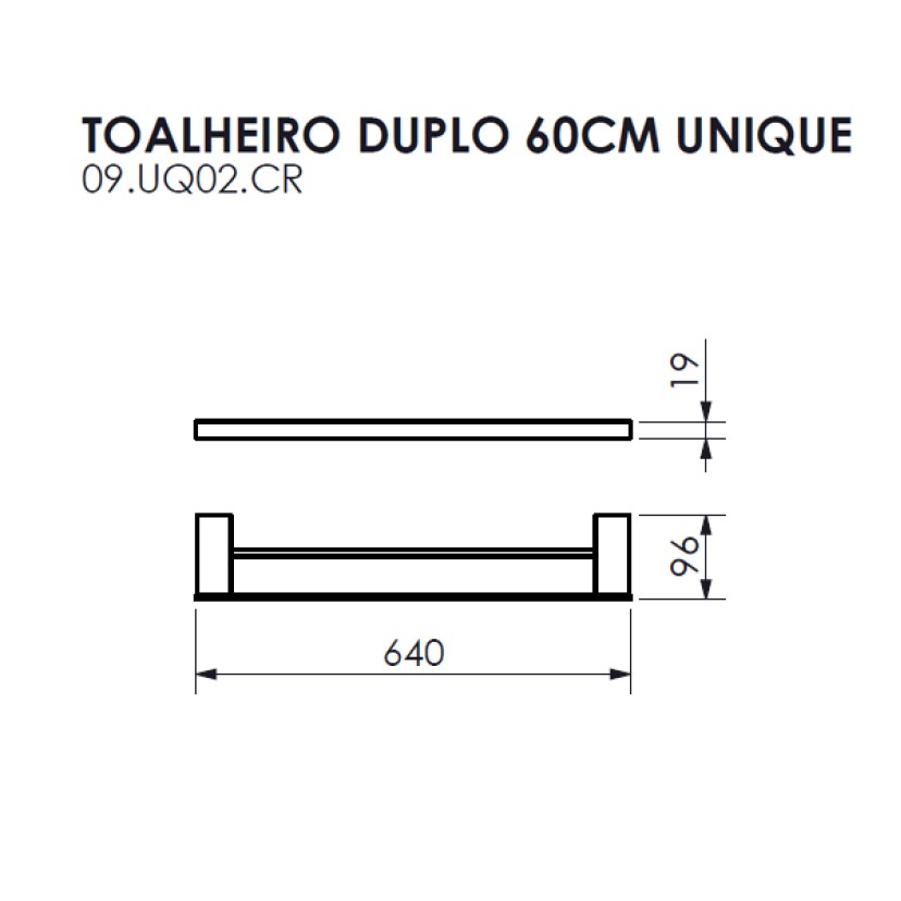 Toalheiro Duplo 60cm Unique Crismoe 09.UQ02.CR