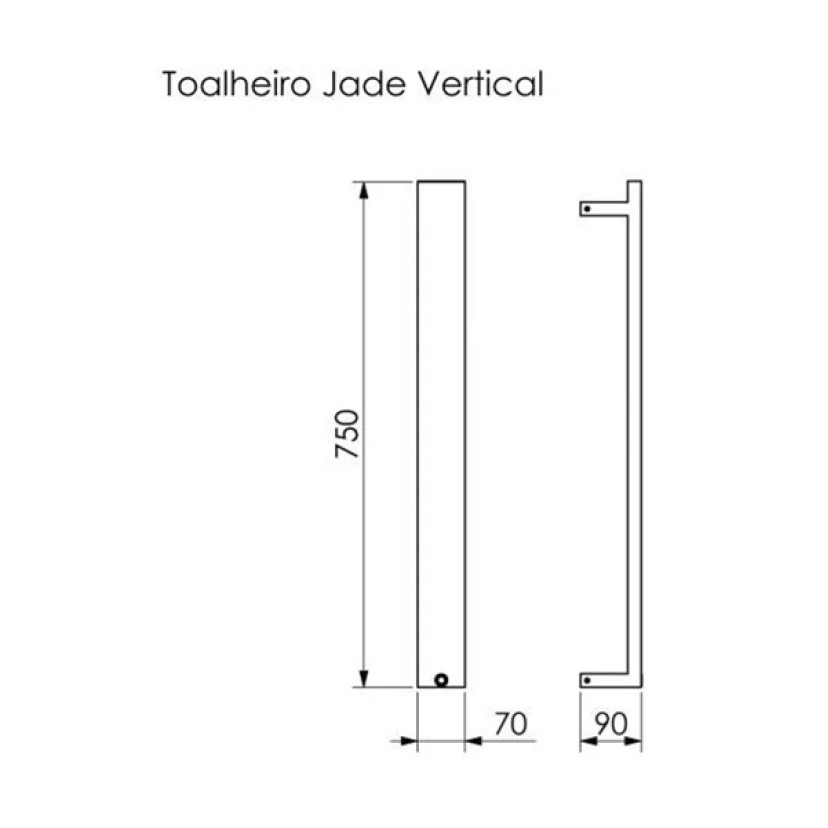 Toalheiro Térmico Jade Vertical Fio Oculto Inox Polido Bivolt 19.TJ16.IP