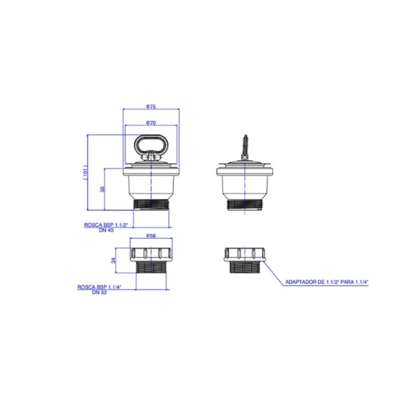 Válvula Escoamento Tanque Duo Sem Ladrao 1 1/4″ ate 1 1/2" Deca 1606.C.DUO