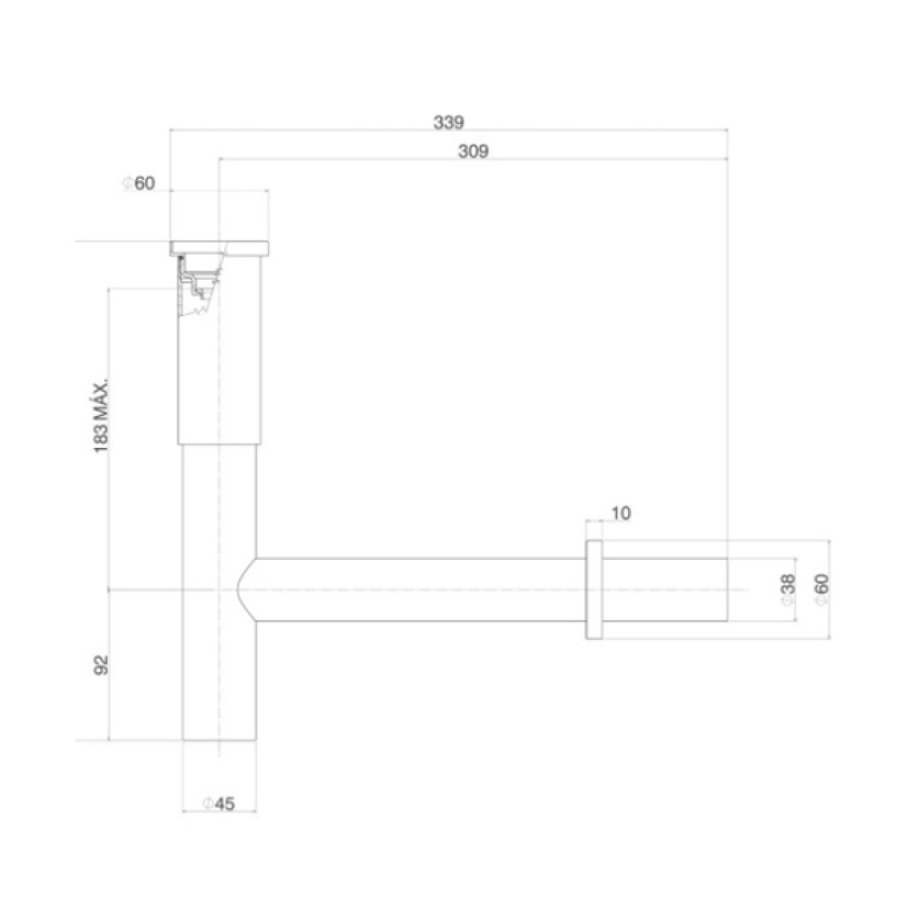 Sifão para Lavatorio Slim 1x1 1/2 Deca Corten Matte 1684.CT.100.112.MT