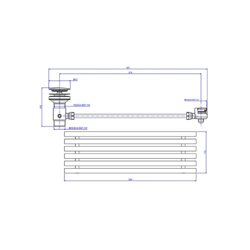 Kit com válvulas, grelha e conector Gold Matte para cuba L.131/1044 Deca 2013.GL.MT