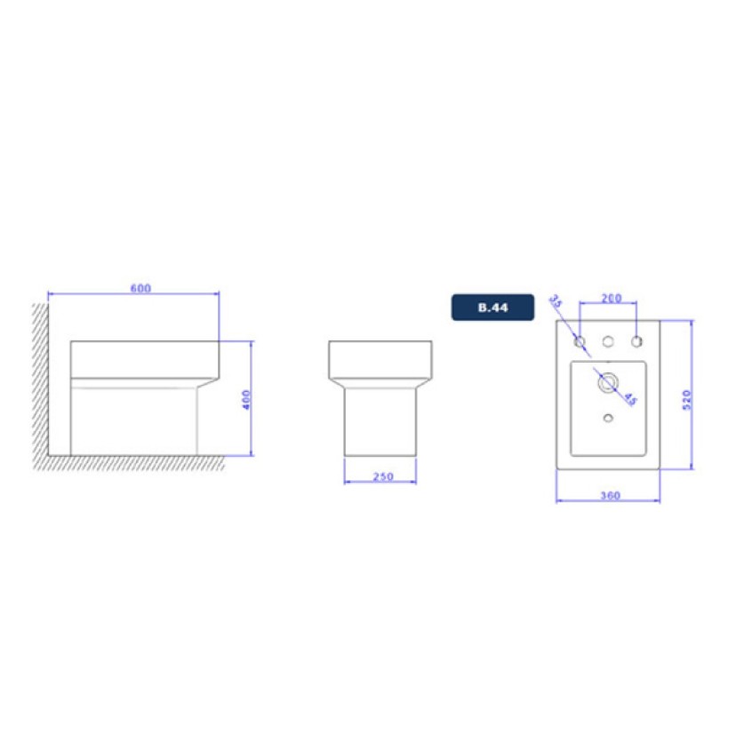 Bide Deca Quadratta 3 furos B.44.17