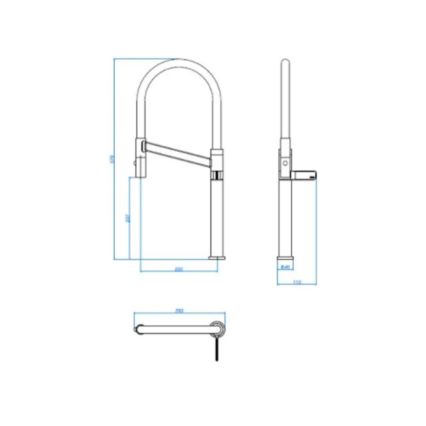 Torneira Mesa Cozinha Bica Alta Colore Inox e Fendi 1189.INX.FD