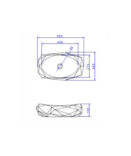 Cuba de apoio Oval Facetada Preta Fosca Deca L.1093.94