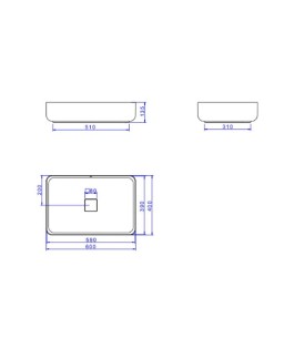 Cuba Retangular Apoio Deca 60cm Ebano Fosco L.13060.94