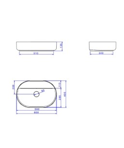 Cuba Oval Apoio com Mesa Deca 60cm Ebano Fosco L.14060.M.94