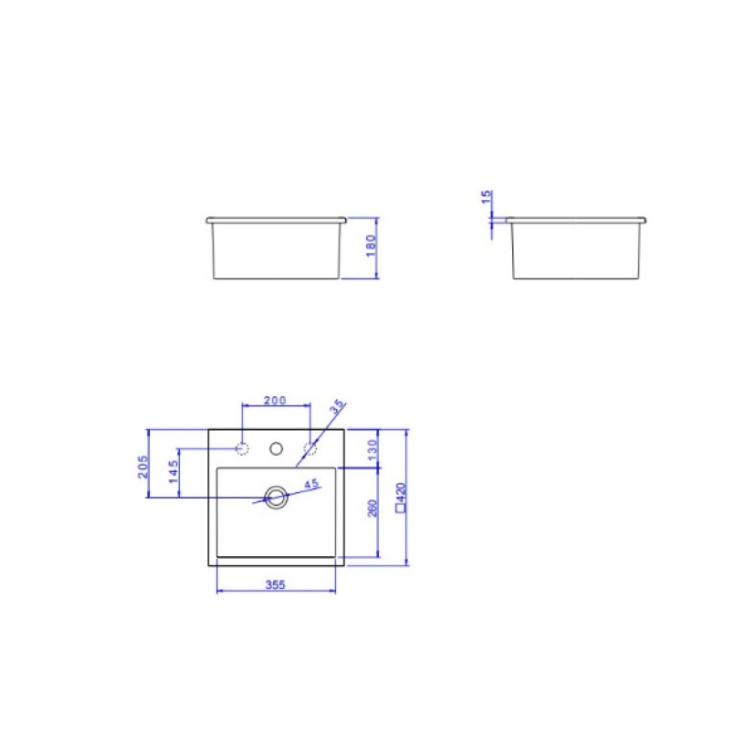 Cuba Sobrepor Deca Quadrada Com Mesa 420mm Marrom Fosco L.730.22