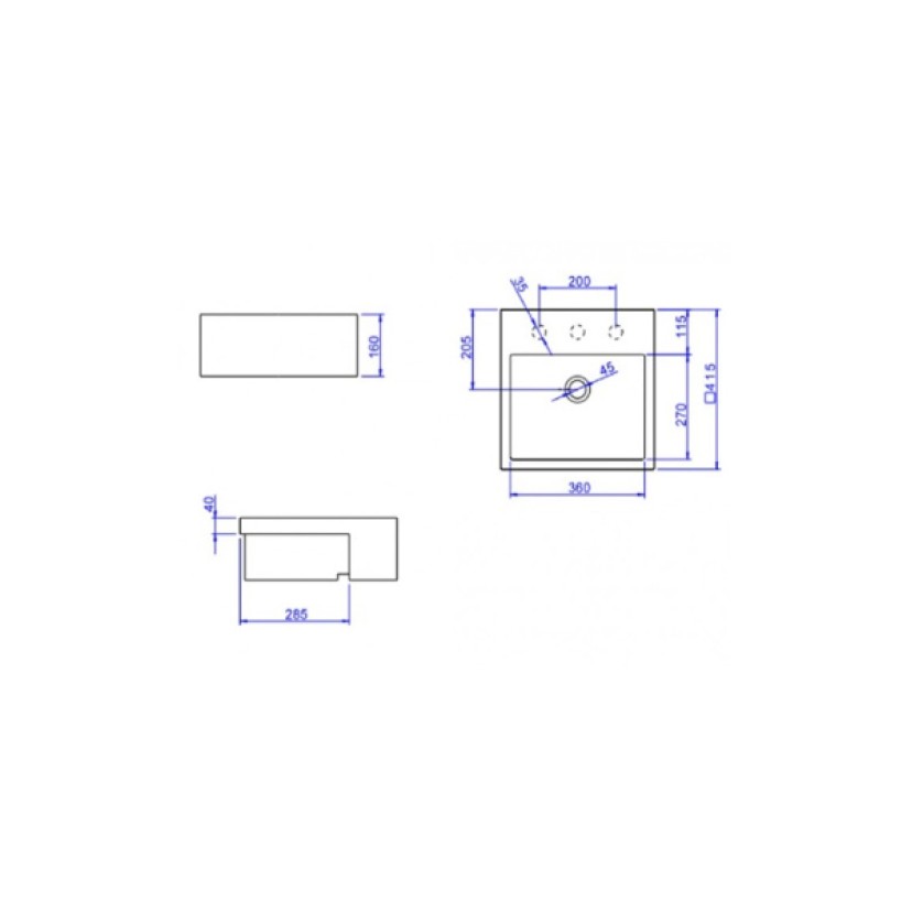 Cuba Semi-Encaixe Quadrada C/Mesa Branco Fosco L.830.16