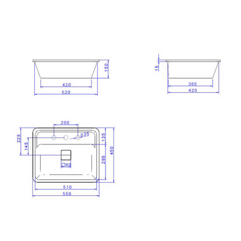 Cuba Slim Retangular de Embutir com Mesa 50cm Branco Deca L.33050.M.17