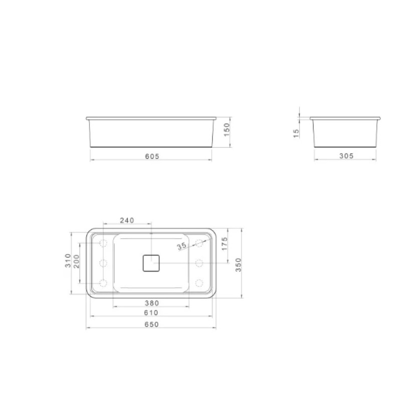 Cuba Slim Retangular de Embutir com Mesa 60cm Barbante Deca L.33060.MDE.26