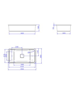 Cuba Slim Retangular de Embutir com Mesa 60cm Ébano Fosco Deca L.33060.MDE.94