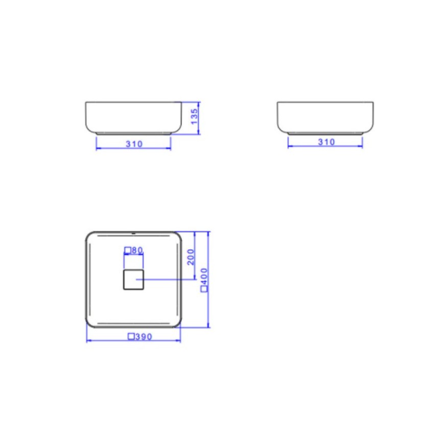 Cuba Quadrada Apoio Deca 40cm Branco L.11040.17