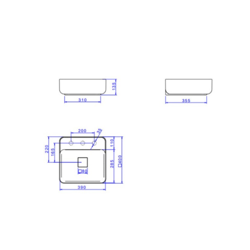 Cuba Quadrada Apoio com Mesa Deca 40cm Branco L.11040.M.17