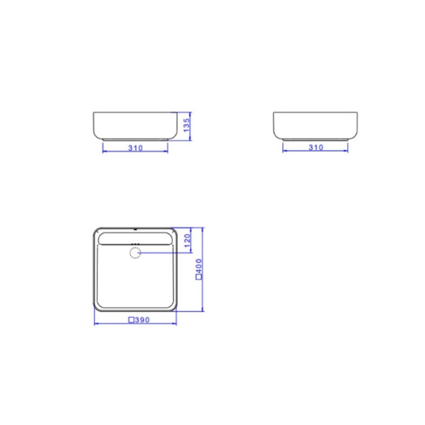 Cuba Quadrada Apoio com valvula Oculta Deca 40cm Branco L.11040.VO.17