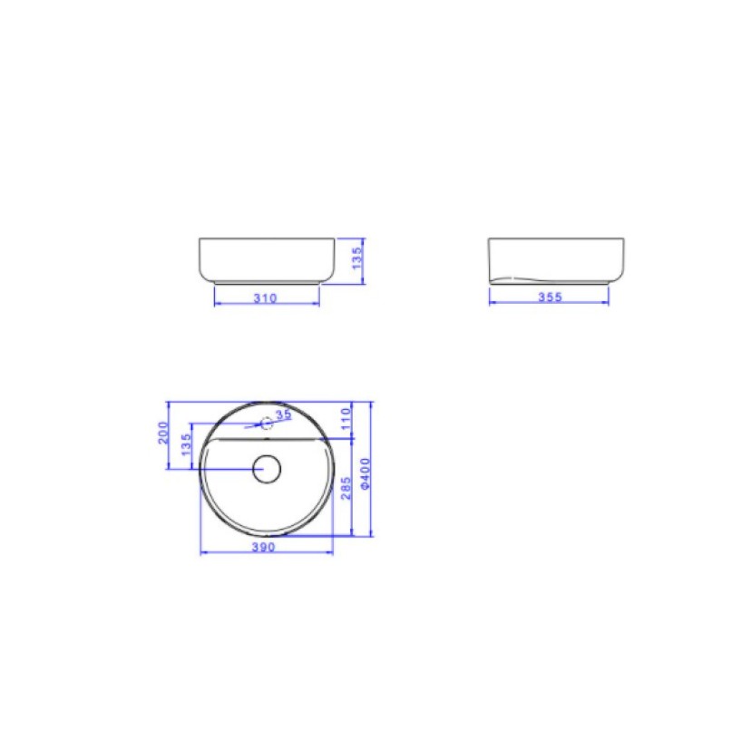 Cuba Redonda Apoio com Mesa Deca 40cm Branco L.12040.M.17