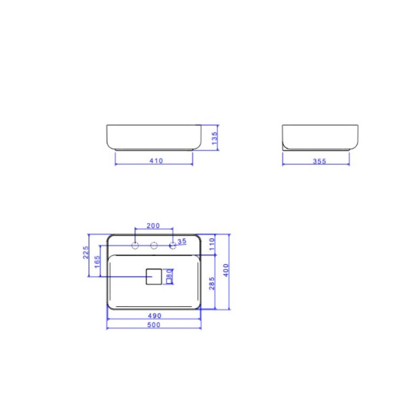 Cuba Retangular Apoio com Mesa Deca 50cm Ebano Fosco L.13050.M.94