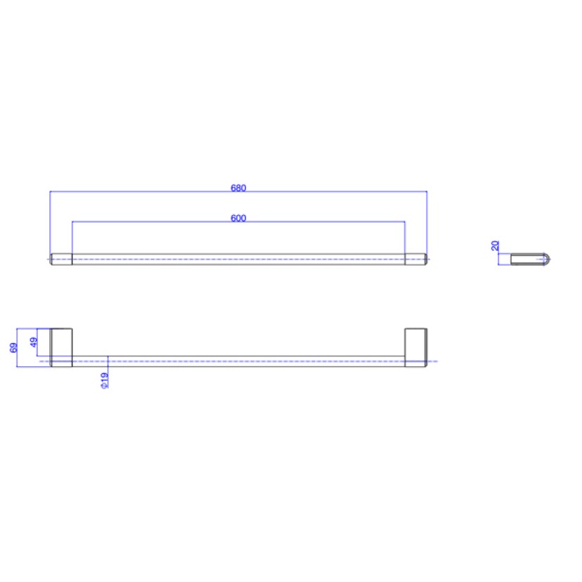 Porta Toalhas 600mm Quadrada Deca You Inox 2040.INX104.060