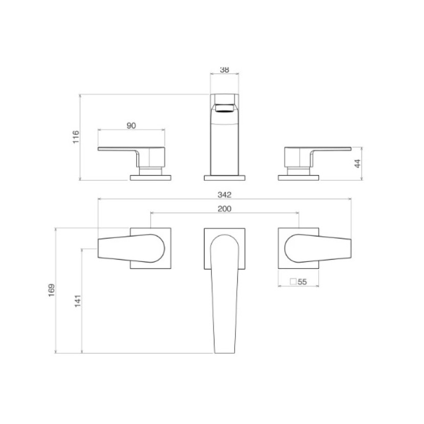 Misturador lavatorio Mesa bica baixa level black matte 1875.BL26.MT