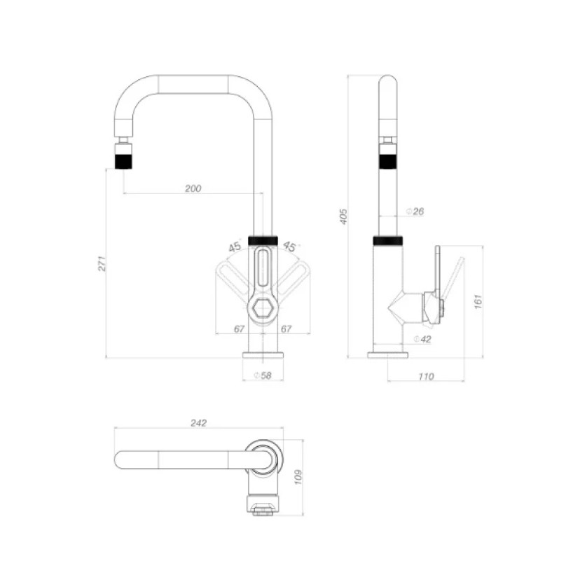 Misturador Monocomando Cozinha Mesa Deca Urban Black Matte 2270.BL.IND.MT