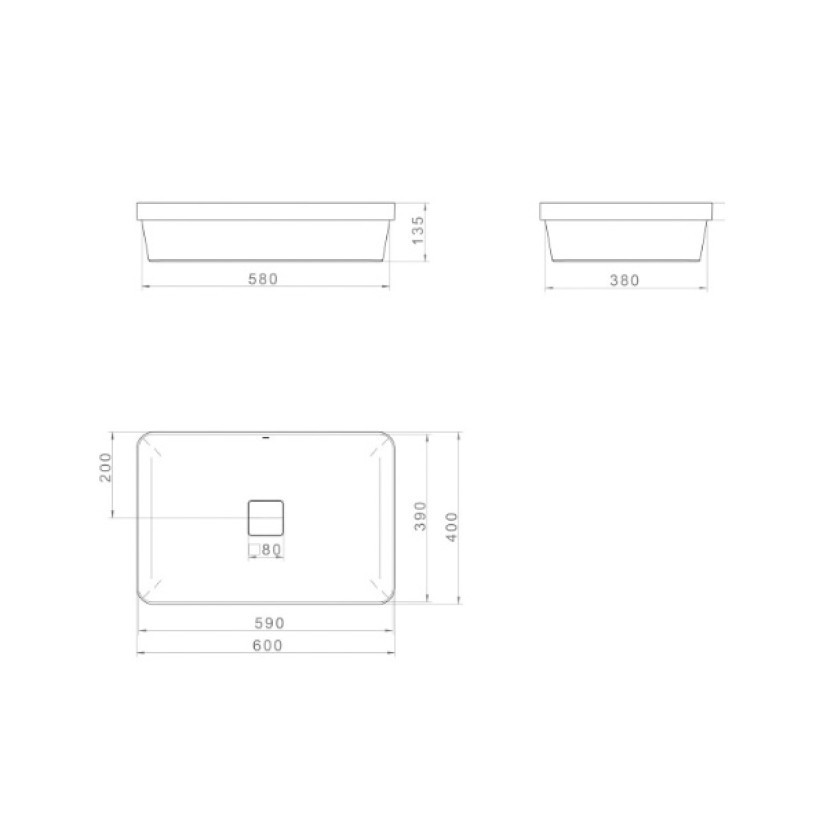 Cuba Slim Sobrepor Deca Retangular 60cm Branco L.23060.17