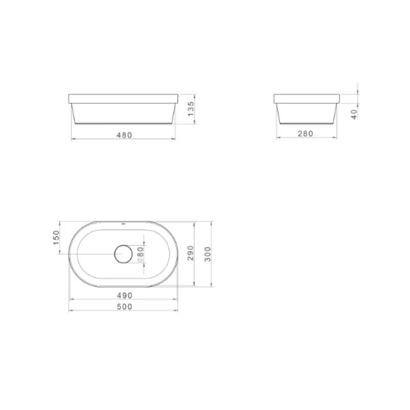 Cuba Slim Sobrepor Deca Oval 50cm Branco L.24050.17