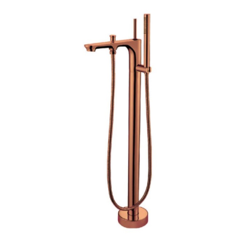 Monocomando de piso para banheira com ducha manual Moove Rose Gold Doka