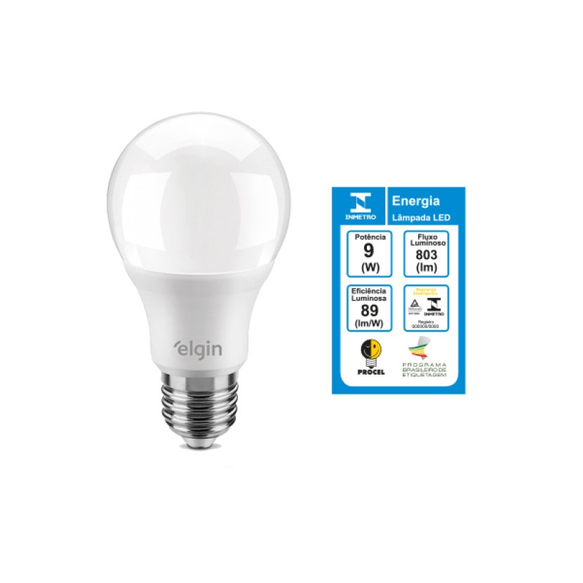 Lâmpada de LED Bulbo 9W Bivolt Luz Branca Elgin