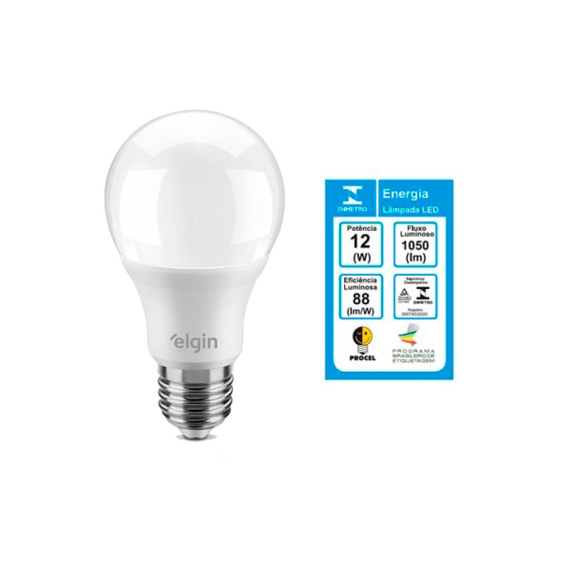 Lâmpada de LED Bulbo 12W Bivolt Luz Branca Elgin