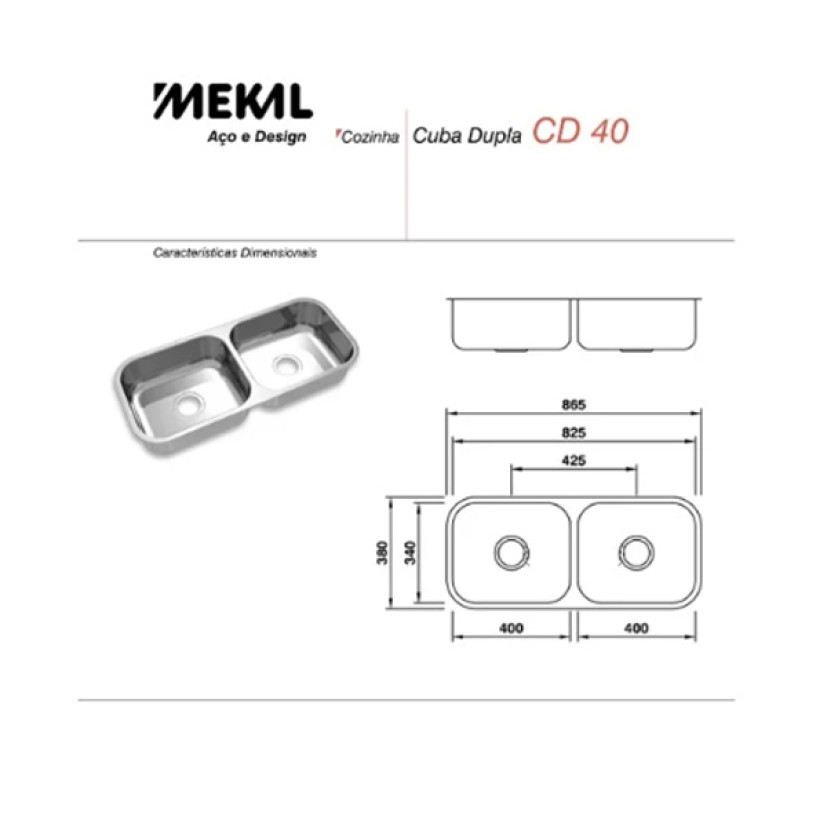 Cuba Dupla Inox Embutir CD40 Extra Mekal