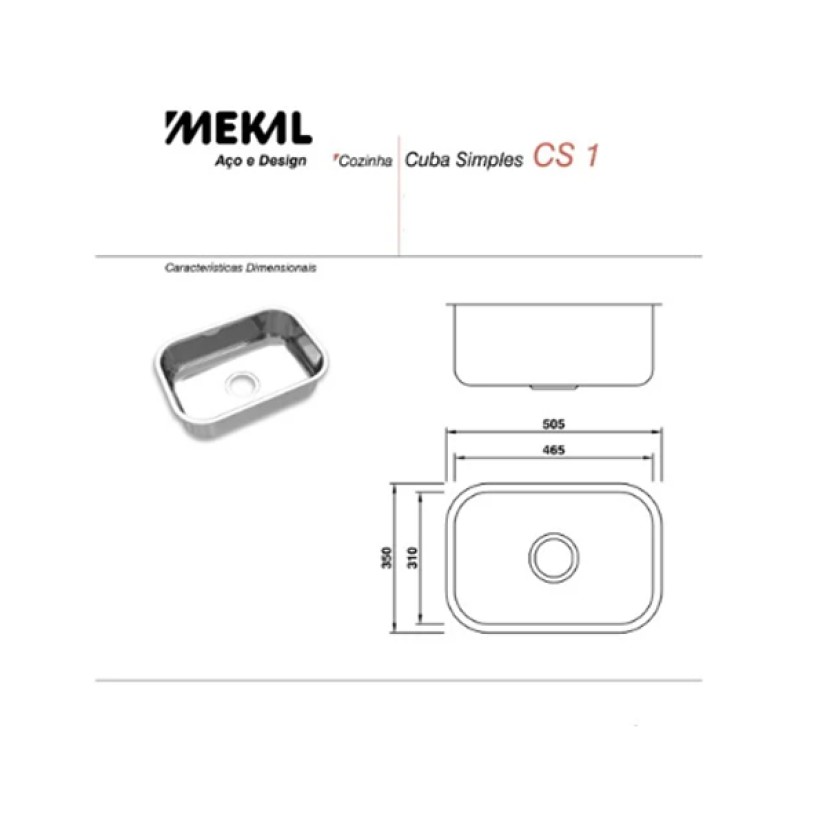 Cuba Simples Inox Embutir CS1 Extra Mekal