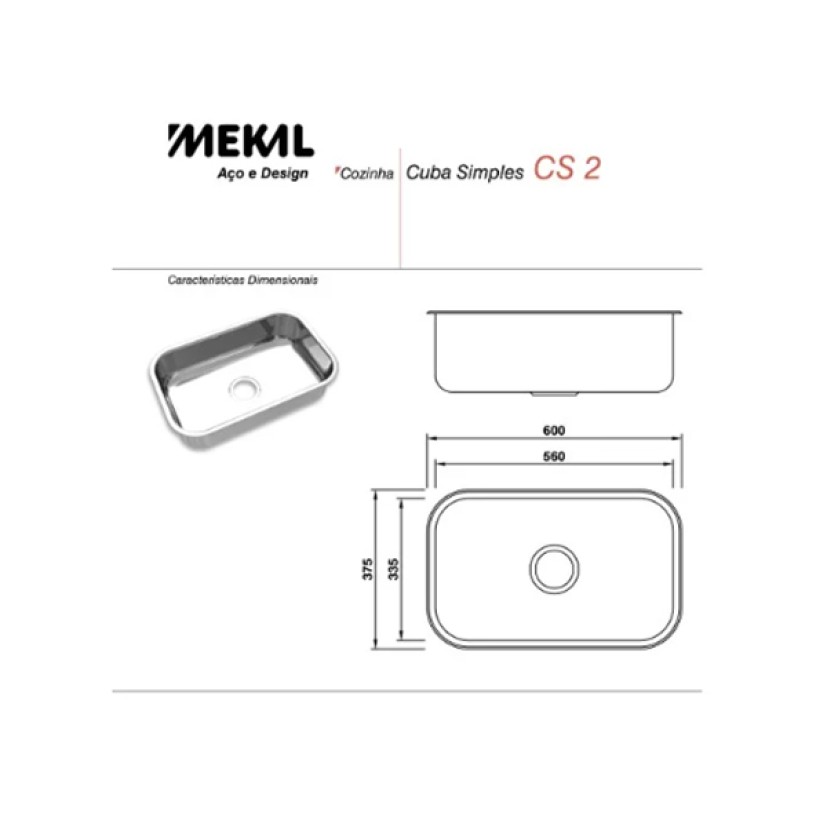 Cuba Simples Inox Embutir CS2 Extra Mekal