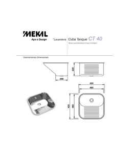 Tanque CT40 Inox Luxo Embutir Mekal