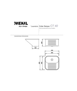 Tanque CT40 Aço Inox 40x40 Embutir Escovado Mekal 01019416