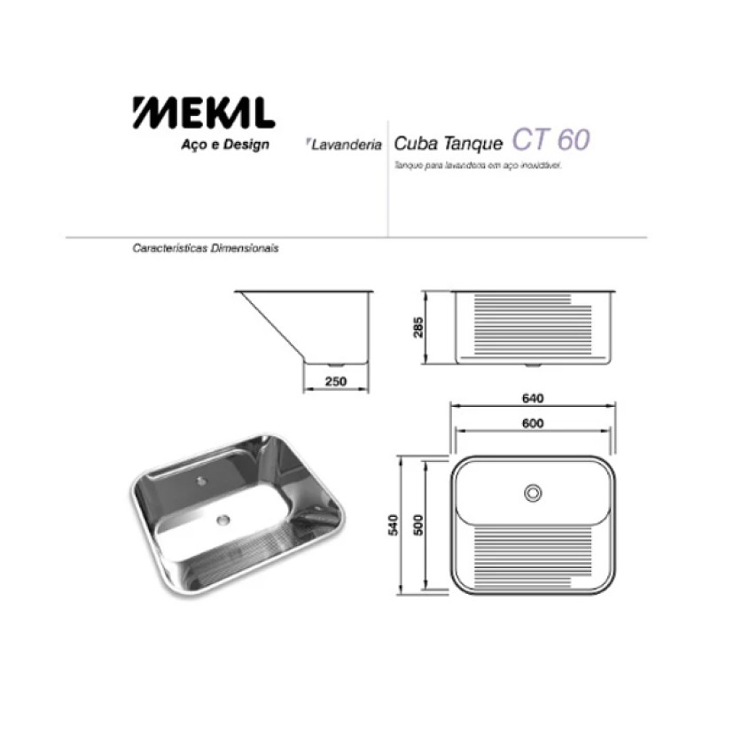 Tanque CT60 Inox Luxo Embutir Mekal