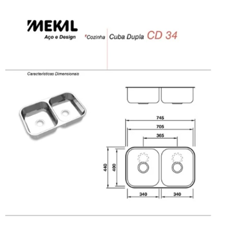 Cuba Dupla Inox Embutir CD34 Extra Mekal