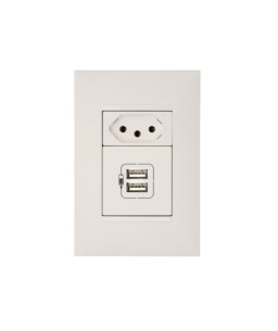 Conjunto de Tomada 10A/2xUSB Branco Plus+ Pial Legrand